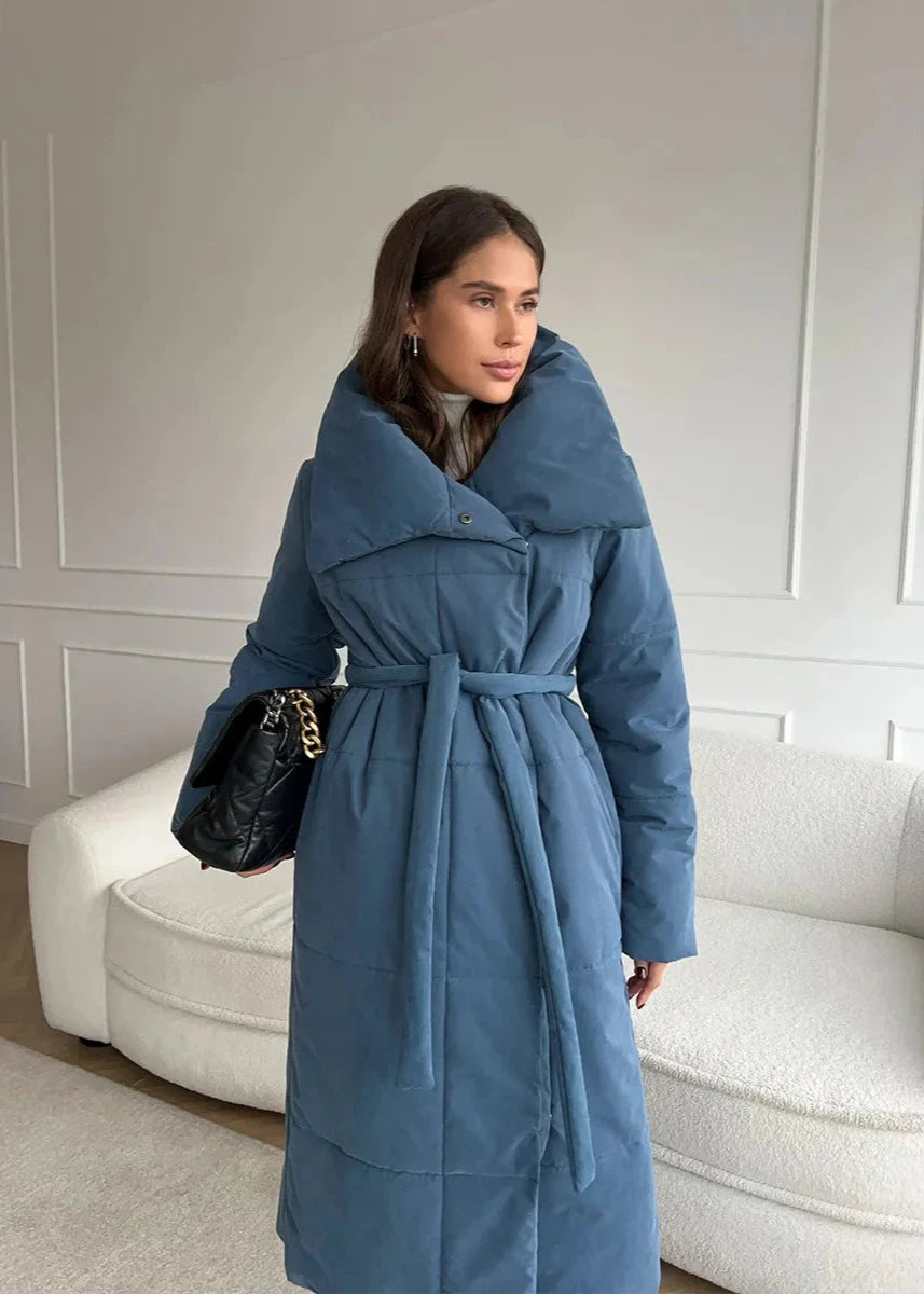 Belted Oversized Stand Collar Coat