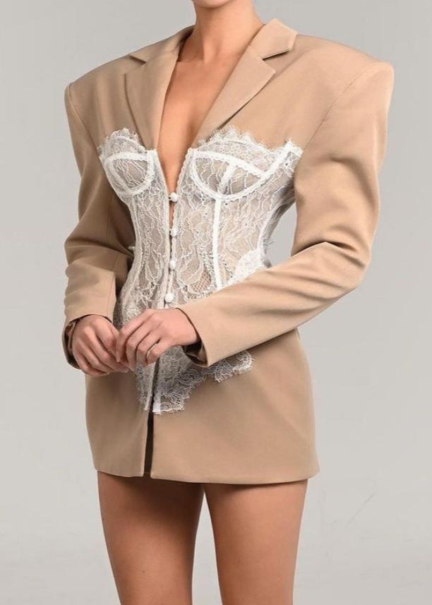 Luxe Lace Contrast Blazer Suit