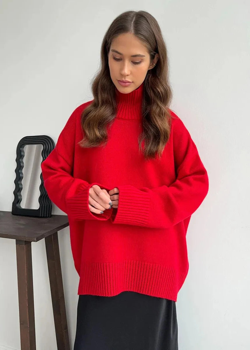 Cozy Solid Turtleneck Sweater