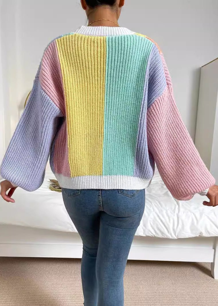 Colorblock Open Front Patchwork Cardigan