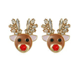 Christmas Earrings Red Nosed Elk - Rudolph - VibeSoothe