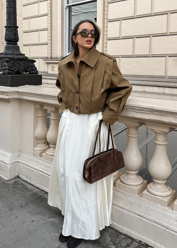 Maren - Cropped High Neck Button Up Jacket