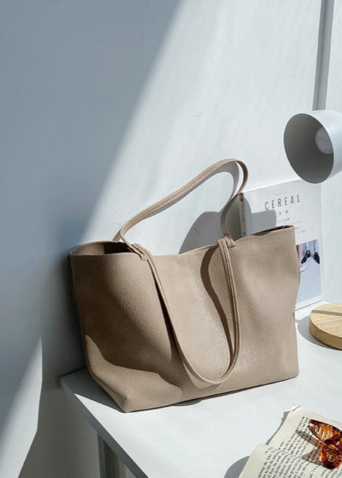 Einfache-Leder-Shopper-Tasche