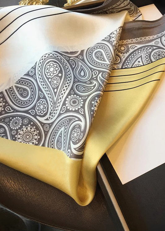 Savannah Print Satin Square Scarf – Golden Paisley 70×70cm