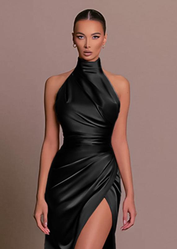 Graceful Halter Neck Satin Dress