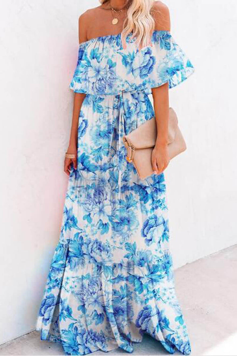 Capri - Printed Wrap Maxi Dress - VibeSoothe