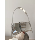 Glossy-Buckle Patent Leather Bag - VibeSoothe