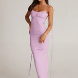 Isabella Grace - Gathered Backless Maxi Dress - VibeSoothe