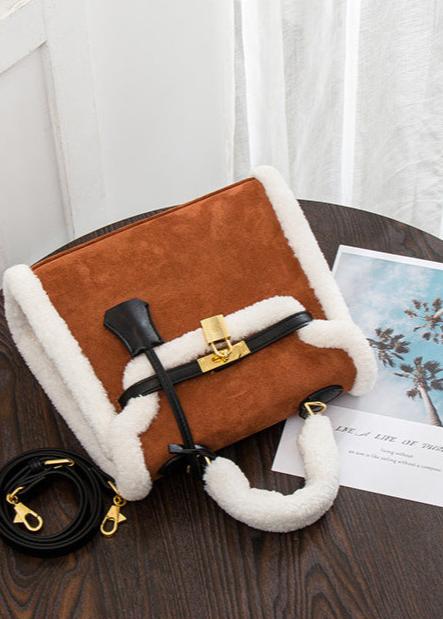 Aspen - Faux Shearling Top Handle Crossbody Bag