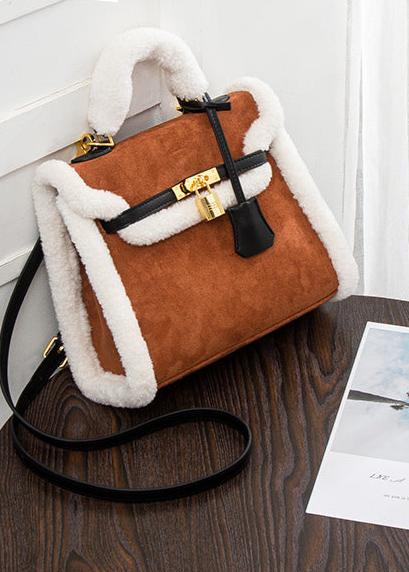 Aspen - Faux Shearling Top Handle Crossbody Bag