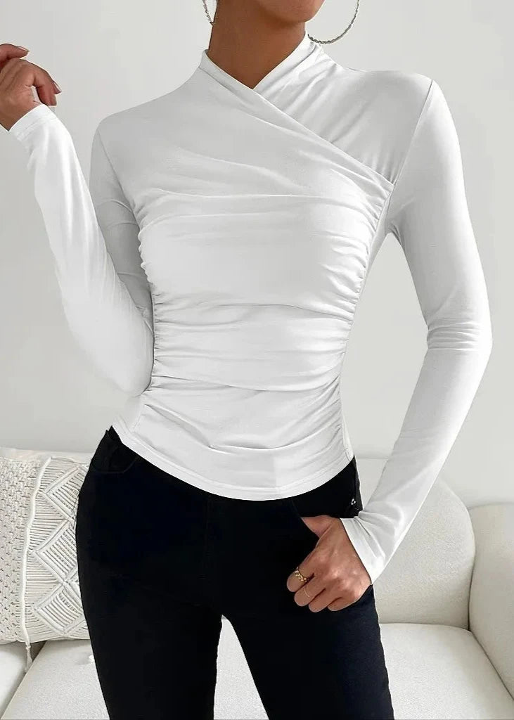 Chic Pleated Long Sleeve Top