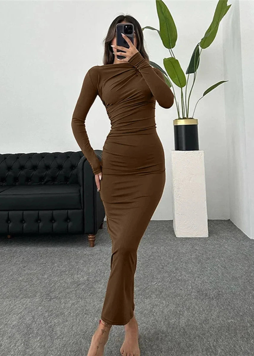 Luxe Slim-Fit Elegant Long Sheath Dress for Women