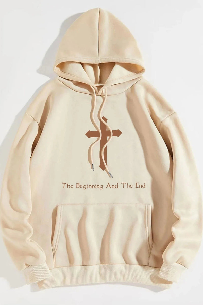 Faith-Inspired Women's Hooded Sweatshirt - "The Beginning and The End"