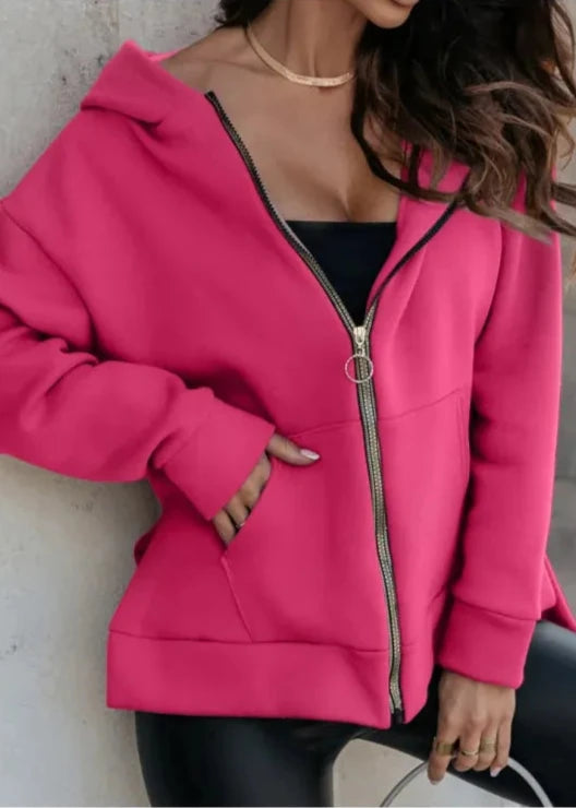 Sporty Zip-Up Hoodie with Pockets