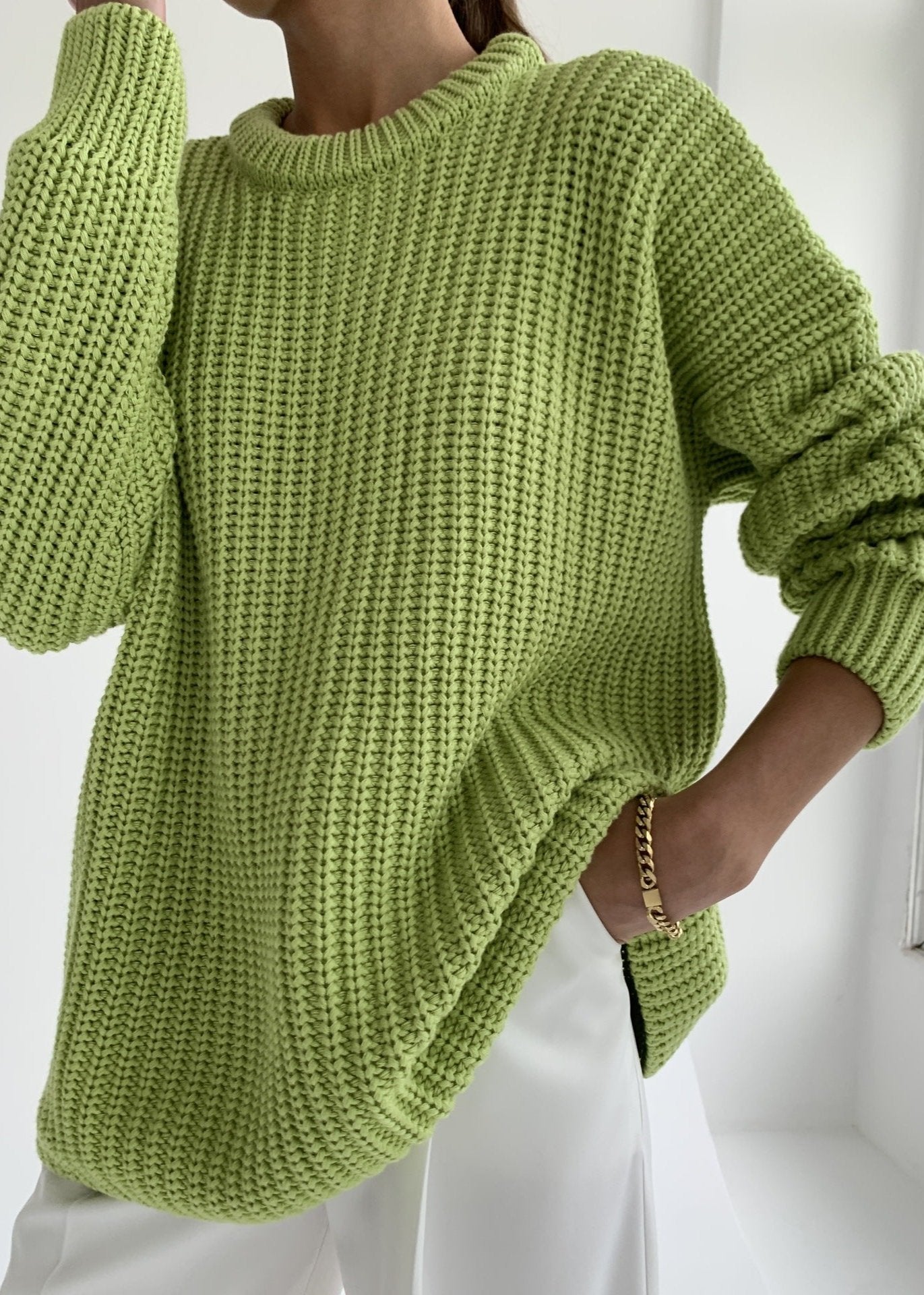 Vibrant Round Neck Oversized Sweater