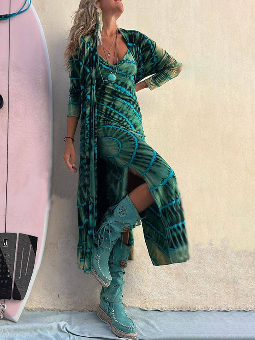 Malibu-Tie-Dye Maxi-Dress - VibeSoothe