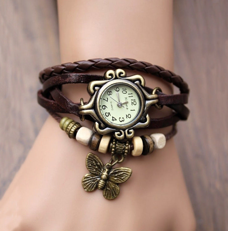 Cowhide winding bracelet watch - VibeSoothe