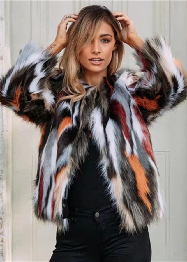 Multi-Tonal Faux Fur Coat