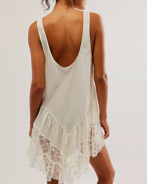 Sage-Lace Slip Dress