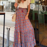 Boho Blossom - Floral Print Tassel Maxi Skirt - VibeSoothe