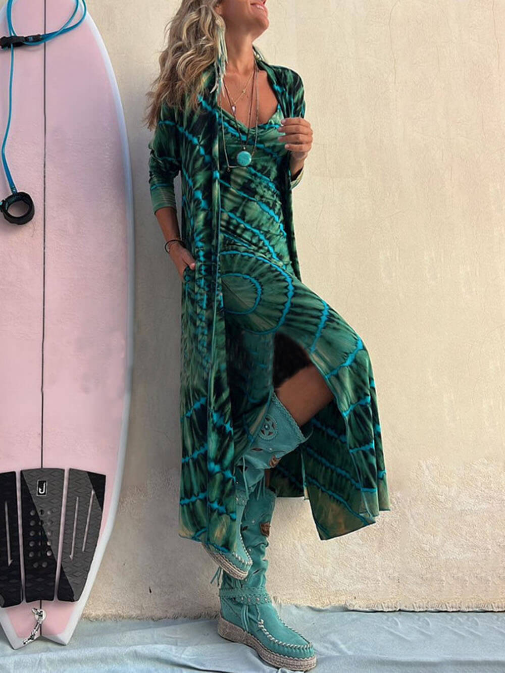 Malibu-Tie-Dye Maxi-Dress - VibeSoothe