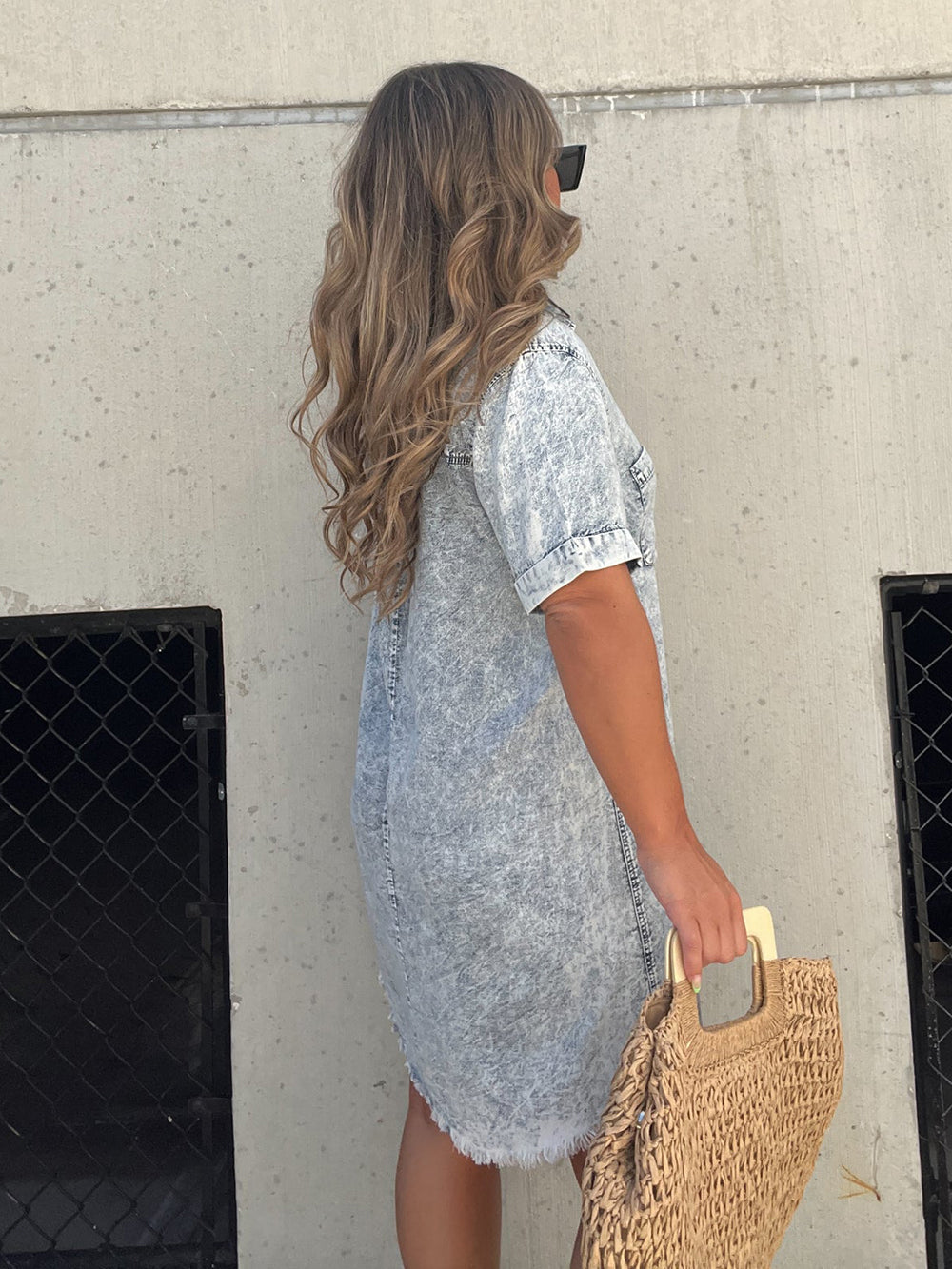 Adelaide - Stonewashed Denim Shirt Dress - VibeSoothe