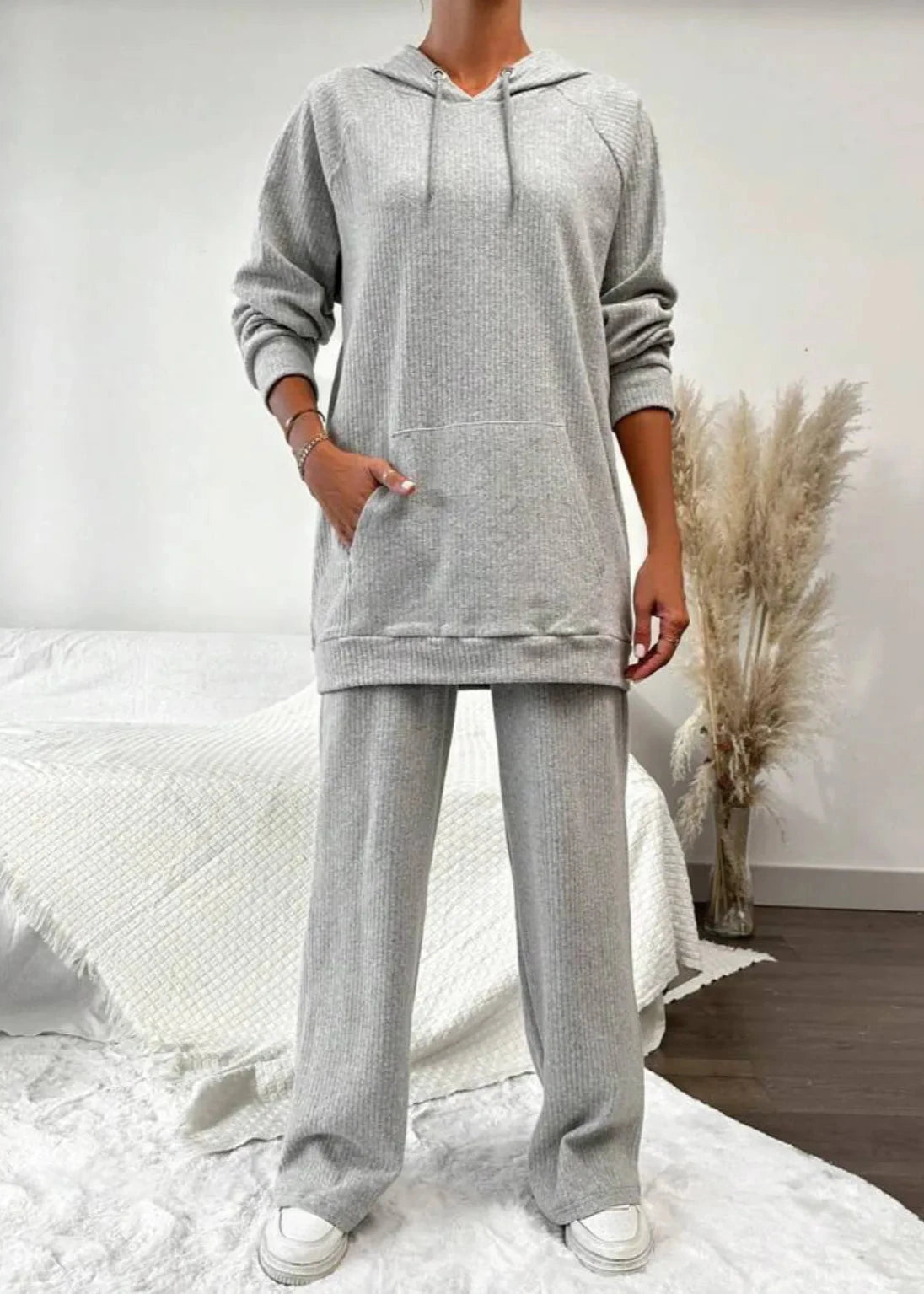 Cashmere Blend Knitted Hooded Lounge Set