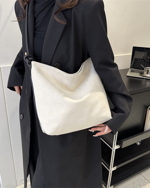 Frosted-Suede-Shoulder-Tote - VibeSoothe