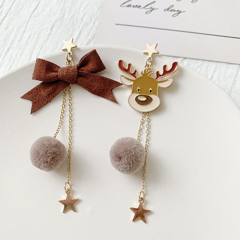 Christmas Bow Moose Earrings - VibeSoothe