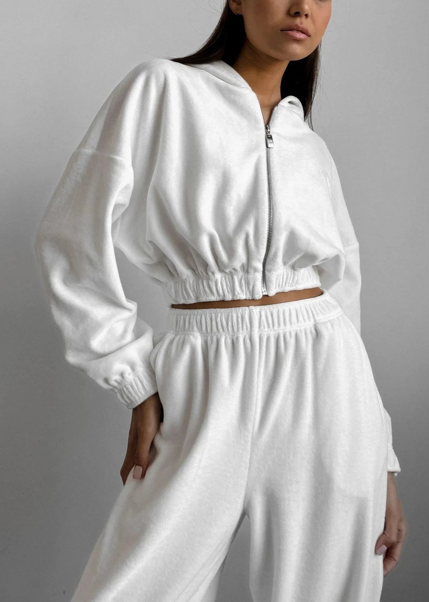 Relaxed Radiance - Zip-Up Hoodie Two-Piece Set