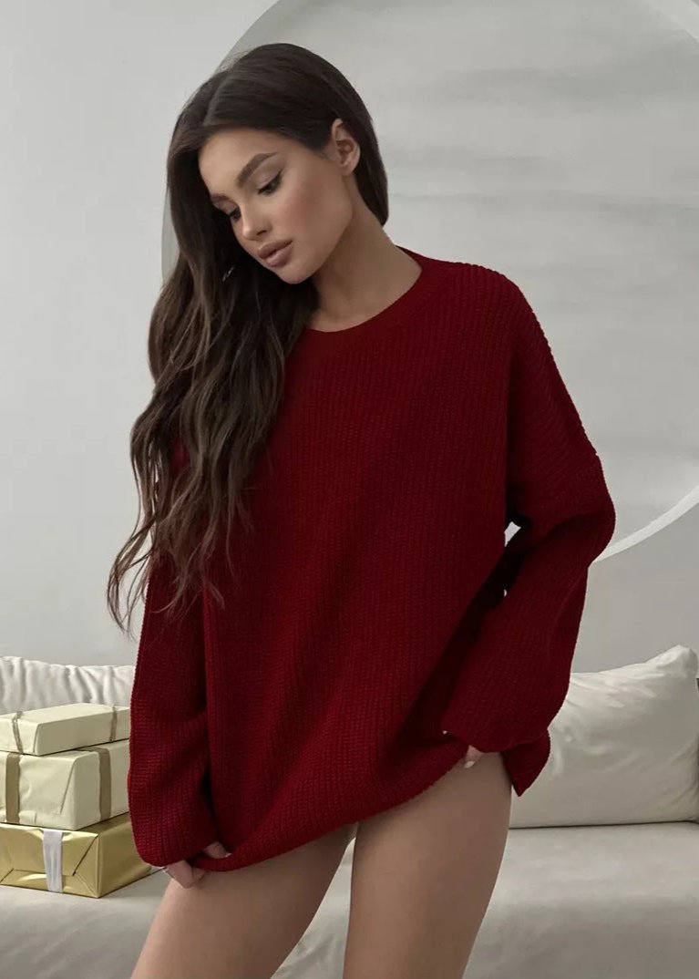 Women's Round Neck Loose Sweater - VibeSoothe