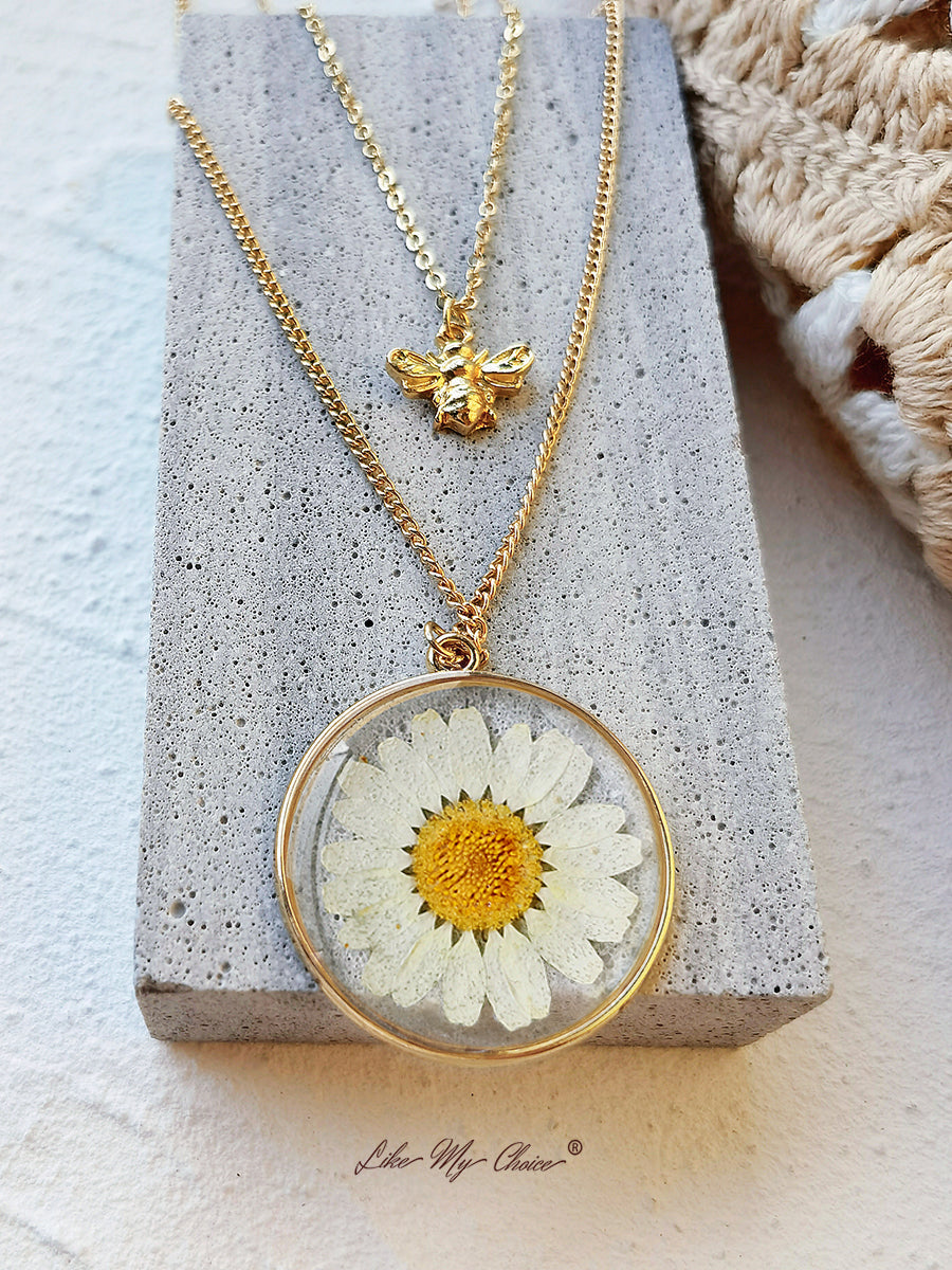 Collier de fleurs pressées - Daisy&amp;Bee naturelle