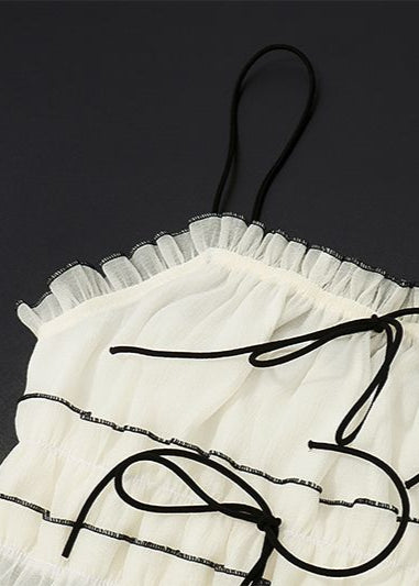 Conjunto Isla Bow-Tie con Volantes – Conjunto de Dos Piezas Falda Larga y Top Corto