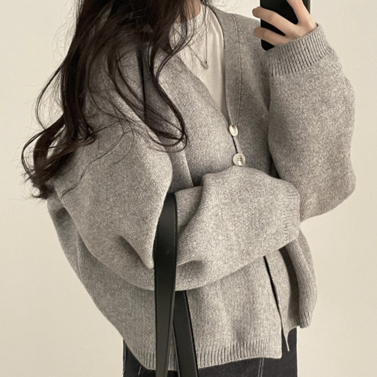 Women's Two-button V-neck Cape Sweater Coat