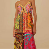 Bohemian Mosaic - V-Neck Strap Midi Dress - VibeSoothe