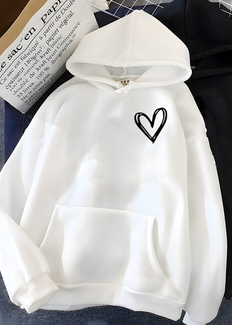 Minimalist Heart Print Hoodie - Unisex Casual Style