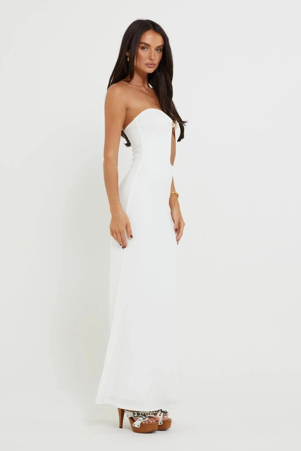 Isla Midnight - Strapless maxi-jurk met uitgesneden mouwen