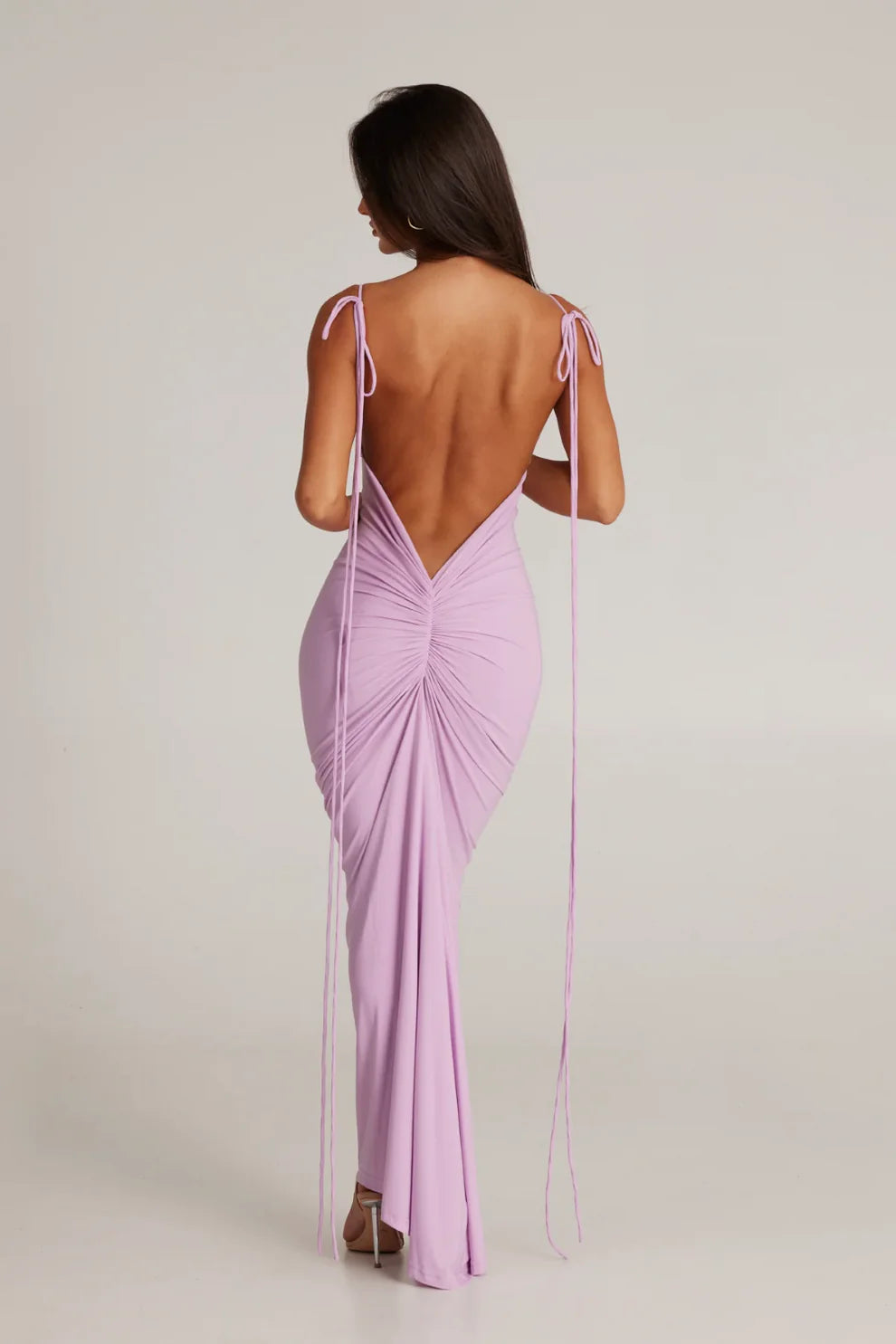 Isabella Grace - Gathered Backless Maxi Dress - VibeSoothe