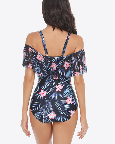 Zelda Botanical Print One-Piece Swimsuit - VibeSoothe