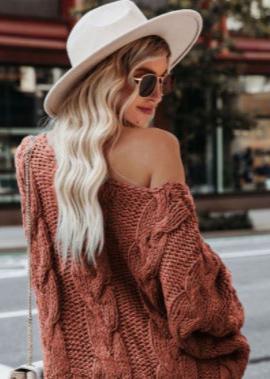 Cozy Vibes - Off-Shoulder Grof Gebreide Trui