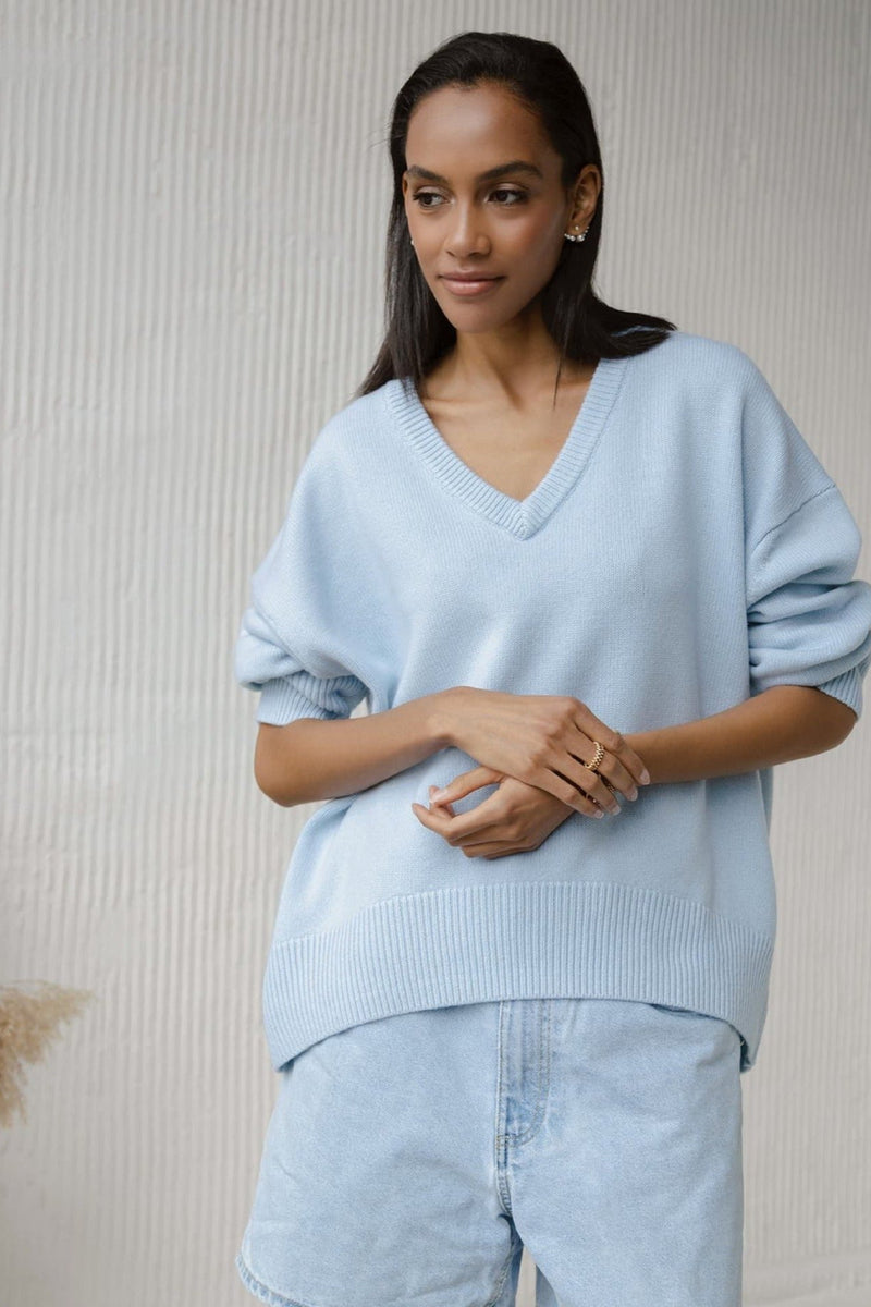 Cozy V-Neck Loose Knit Sweater