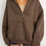 Women's Zipper Hooded Cardigan Coat - VibeSoothe