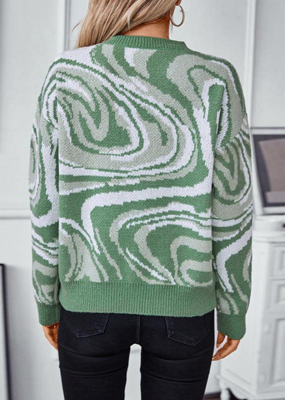 Swirling Pattern Jacquard Sweater