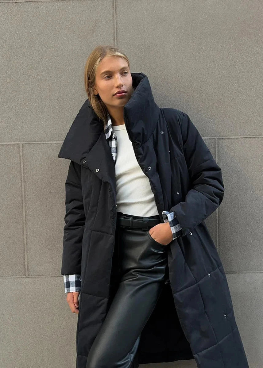 Belted Oversized Stand Collar Coat