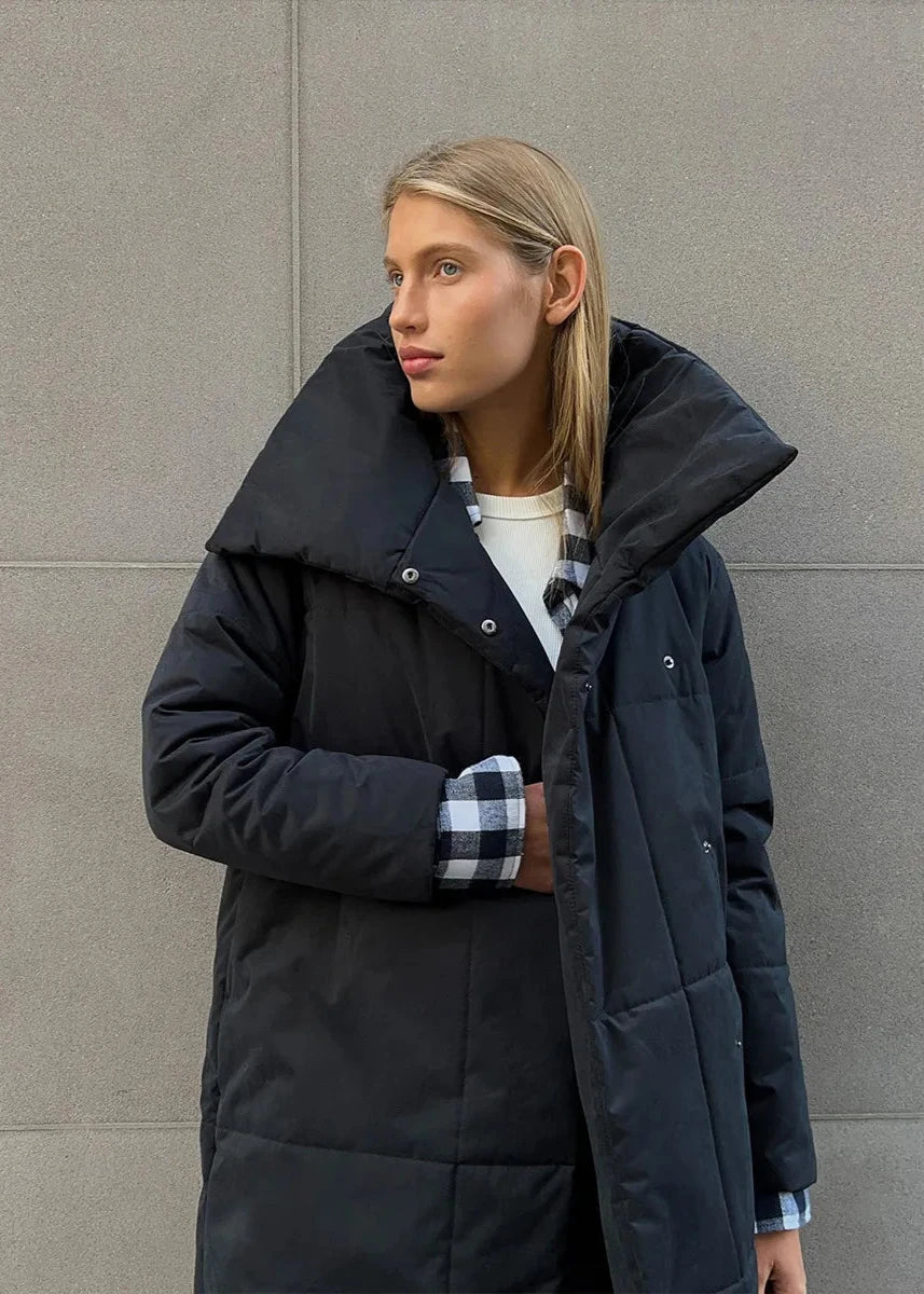 Belted Oversized Stand Collar Coat