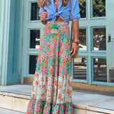 Boho Blossom - Floral Print Tassel Maxi Skirt - VibeSoothe