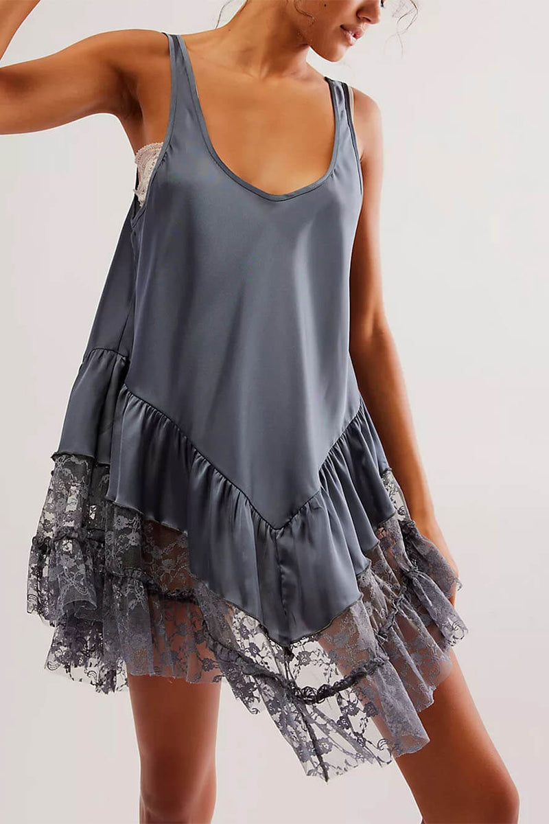 Sage-Lace Slip Dress