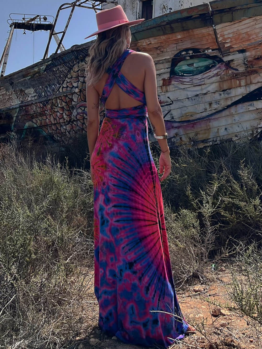 Aurora - Printed Sleeveless V-Neck Maxi Dress - VibeSoothe