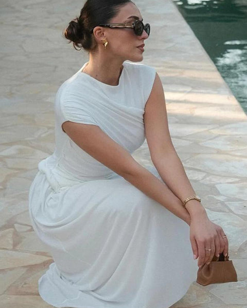 Pleated Sleeveless Irregular Dress