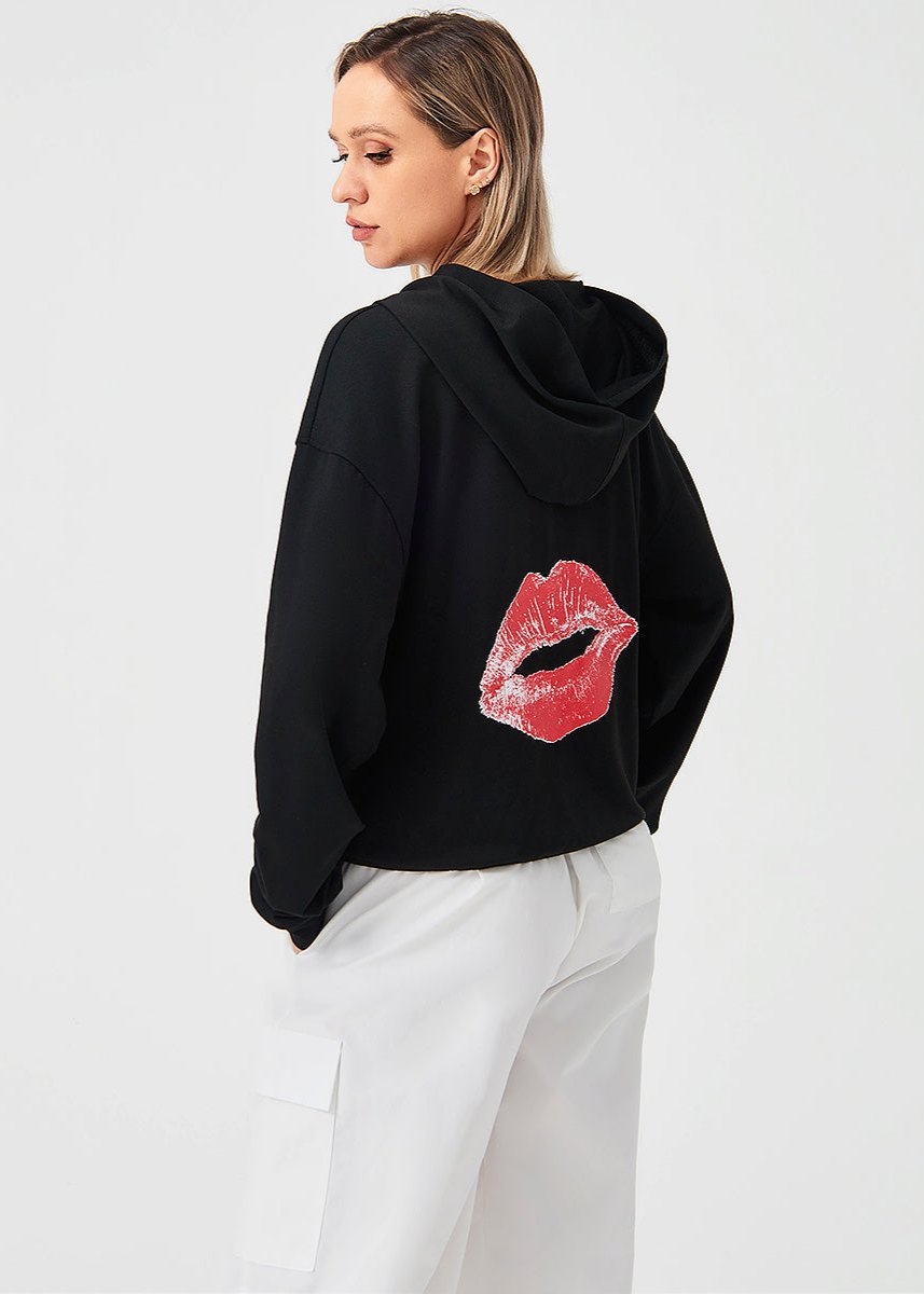 Kiss Me Bold Lip Print Hoodie